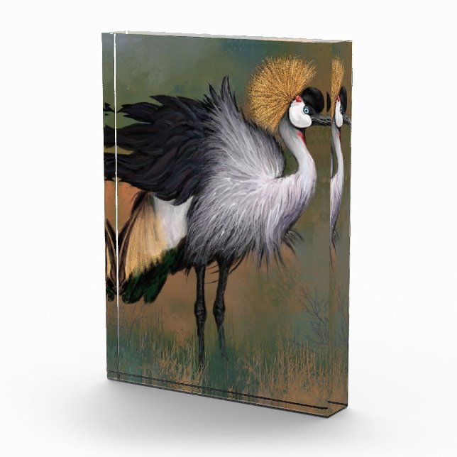 Photo Bloc de photos Gris Gris Crowned Crane Bird (Droite)