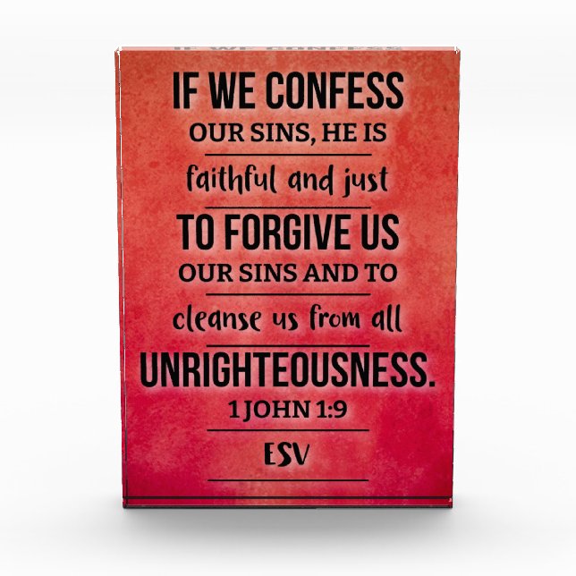 Photo Bloc de versets de la Bible acrylique - 1 Jean 1:9 (Devant)