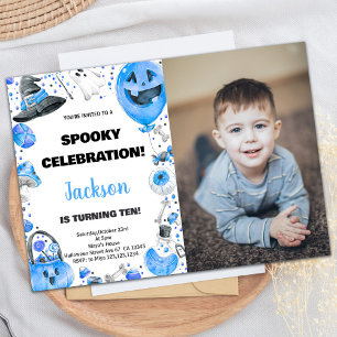 Photo Blue Ballon Halloween Invitations d'annivers