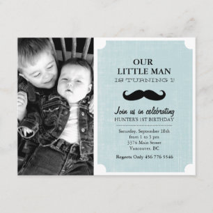 Photo Blue & Black Mustache Premier Invitation d'a