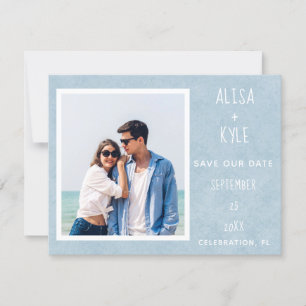 Photo Blue Modern Enregistrer la Date