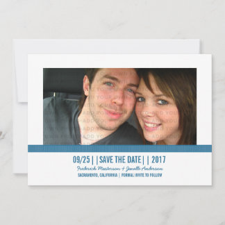 Photo Blue Modern Enregistrer la date Invitation