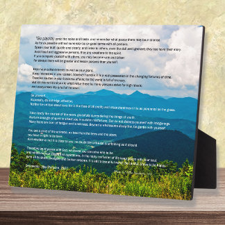 Photo Blue Ridge Mountains Desiderata Plaque