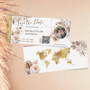 Photo Boho Enregistrer la date Carte d'embarquemen