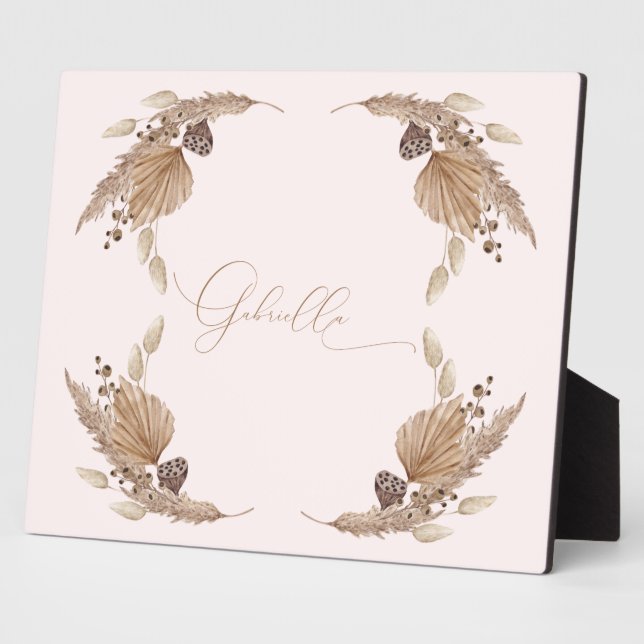 Photo Boho Rose Nom personnalisé Tabletop Plaque avec Ea (Côté)