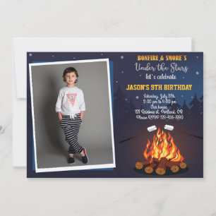 Photo Bonfire invitation anniversaire Fête de camp