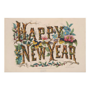 Photo Bonne Année, Impression Vintage Currier & Ives