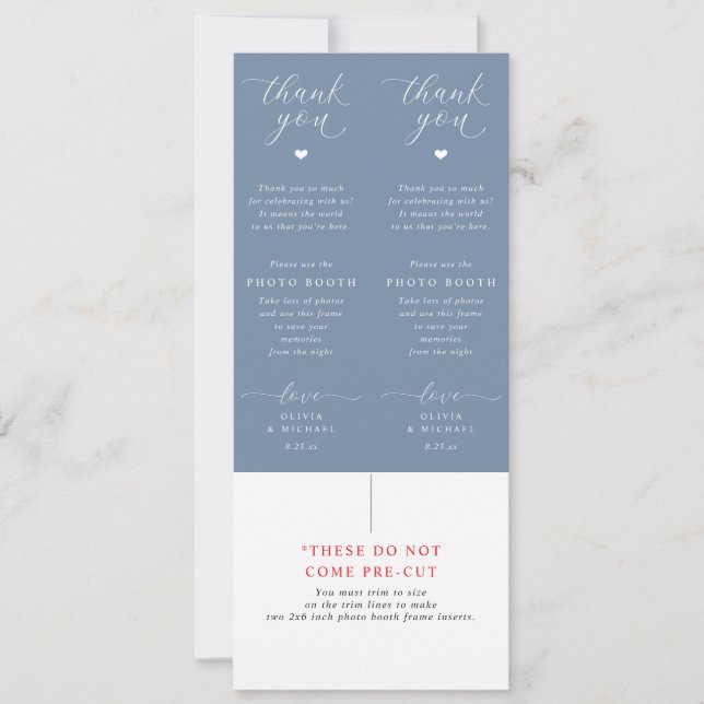 Photo Booth Inserts Dusty Blue Wedding Favors (Devant)