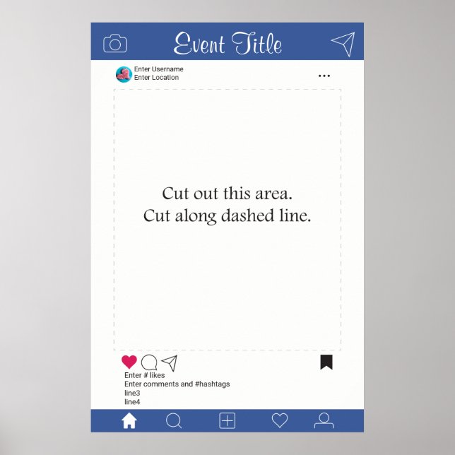 Photo Booth Prop Frame Poster Bleu (Devant)