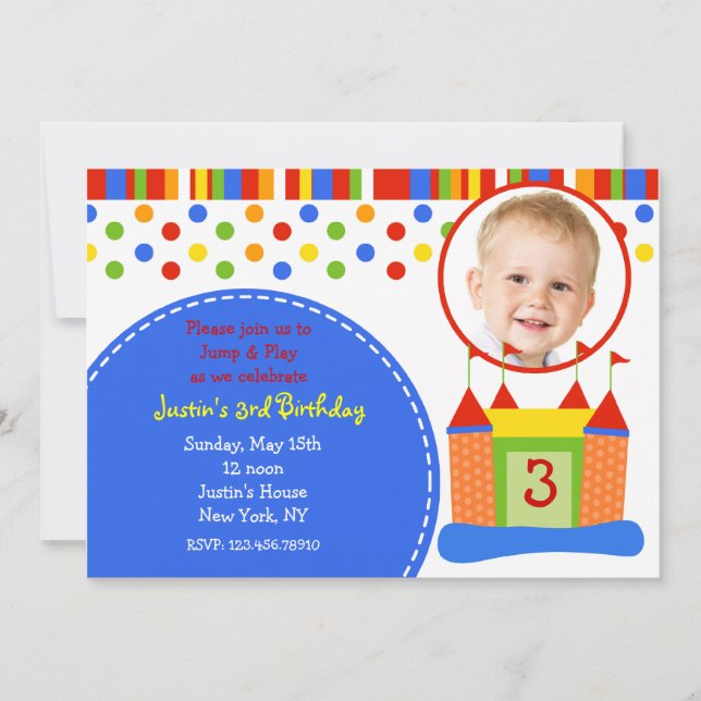 Photo Bouce House Invitations pour la fête d'anniv (Devant)