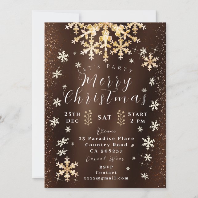 Photo Brown Gold Invitation Card (Devant)