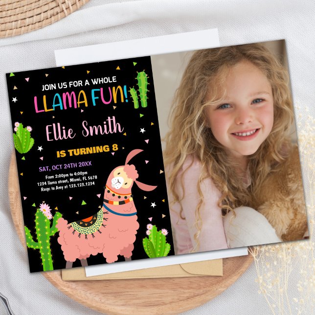 Photo Brown Llama Fun Llama Invitations Anniversai (Photo Brown Llama Fun Llama Birthday Invitations)