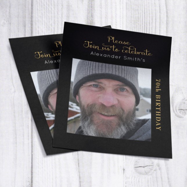 Photo Budget 70e anniversaire Invitation Black Gol (Créateur téléchargé)