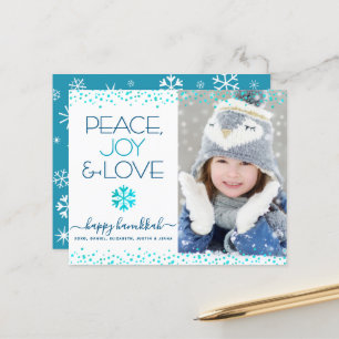 Photo Budget Hanoukka Peace Love Snowflake Card