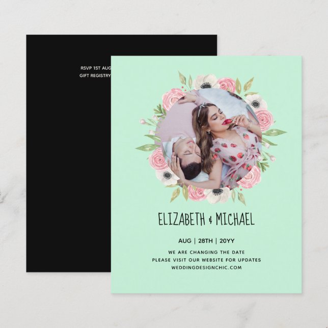 PHOTO BUDGET MARIAGE CHANGER LES DATES Floral (Devant / Derrière)