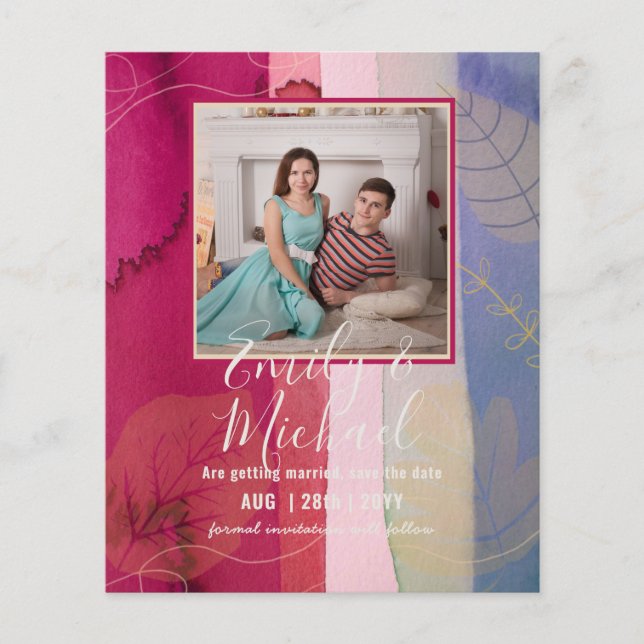 PHOTO BUDGET MARIAGE SAVE DATES - Boho Abstrait (Devant)