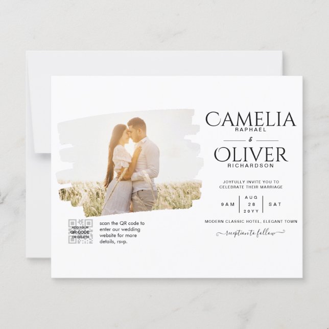 PHOTO BUDGET QR CODE Mariage Inviter RSVP Détails (Devant)