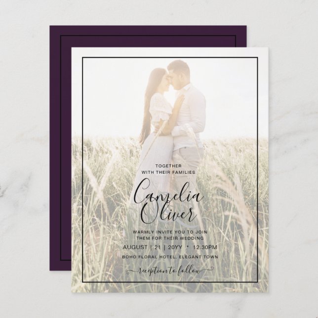 PHOTO BUDGET TOUT-EN-1 Mariage OVERLAY Plum Purple (Devant / Derrière)