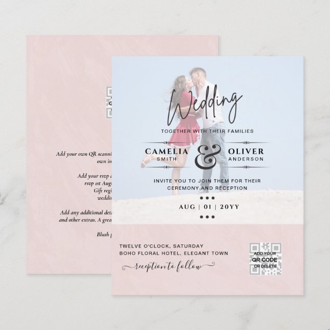 PHOTO BUDGÉTAIRE MARIAGE QR SCANNING CODE INVITATI (Devant / Derrière)