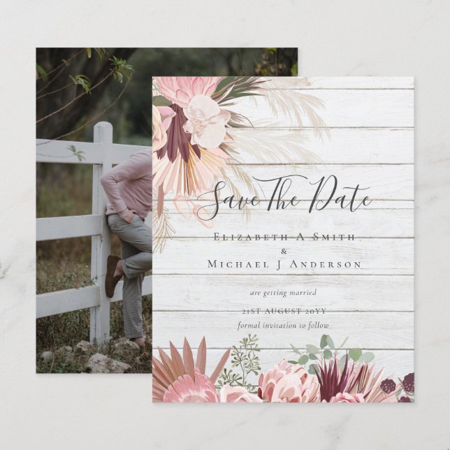 PHOTO BUDGÉTAIRE SAVE DATES - Pampas Grass Bourgog (Devant / Derrière)