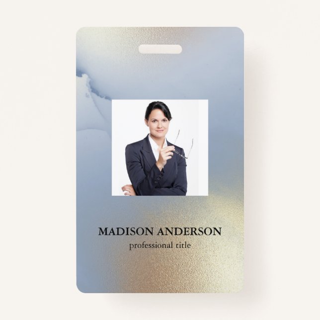 Photo Business Blue Gold Texture ID Badge (Devant)