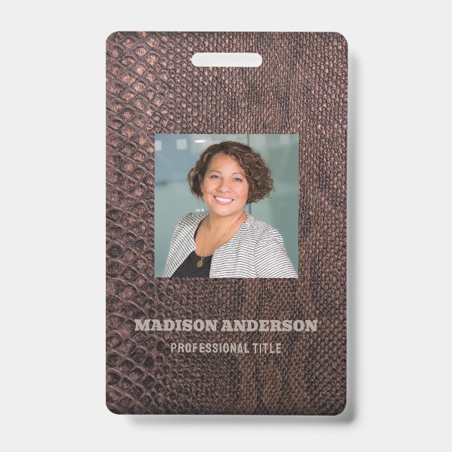 Photo Business Brown Snakeskin ID Badge (Face)
