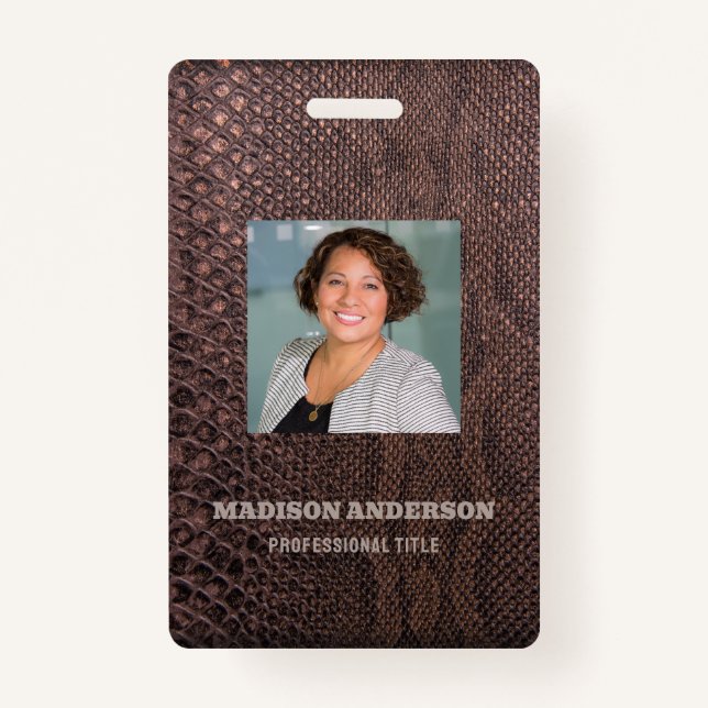 Photo Business Brown Snakeskin ID Badge (Devant)