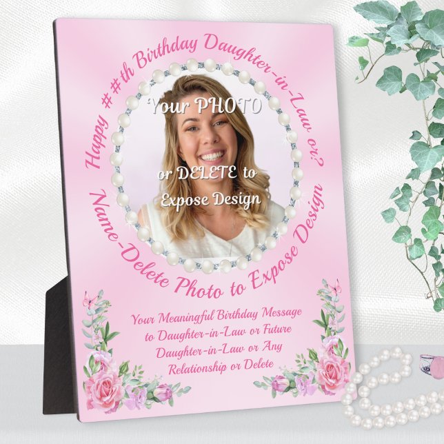 Photo Cadeau d'anniversaire pour belle-fille, Plaque pho (Meaningful gift for daughter-in-law. Personalized, Unique birthday gifts for her. Daughter in Law!)