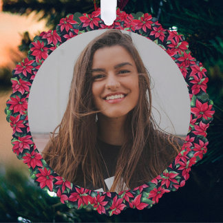 Photo Cadre Poinsettia Pour Carte Ornement Grand-M