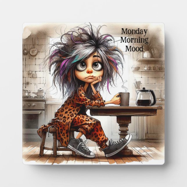 Photo Café Quirky Lady Lundi Tabletop Plaque avec Easel (Devant)