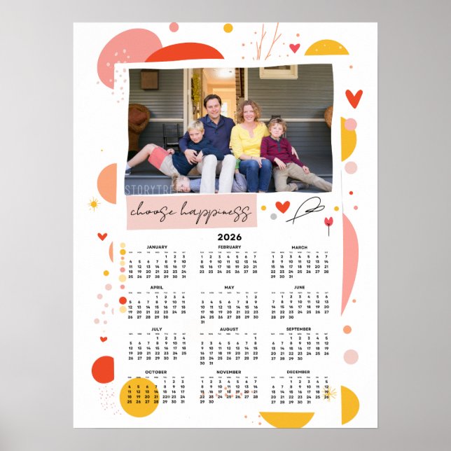 Photo Calendar 2026 Choose Happiness Poster 18x24 (Devant)