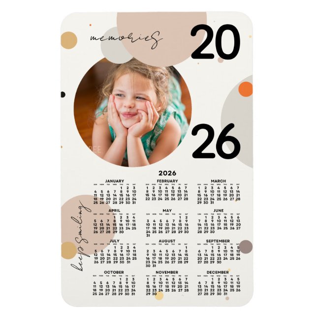 Photo Calendar 2026 Keep Smiling Flexible Magnet (Vertical)