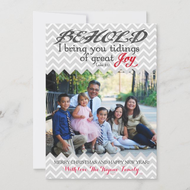 Photo Carte de Noël Bible chrétienne Verse chevron (Devant)