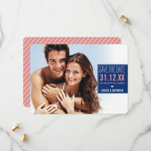 PHOTO CARTE DE SAVE THE DATE ombré rayure angulair