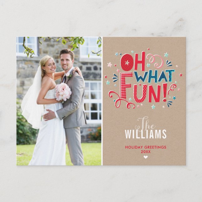 PHOTO CARTE DE VACANCES typographie festive oh que (Devant)