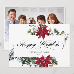 PHOTO Carte de vœux de Noël élégante au poinsettia
