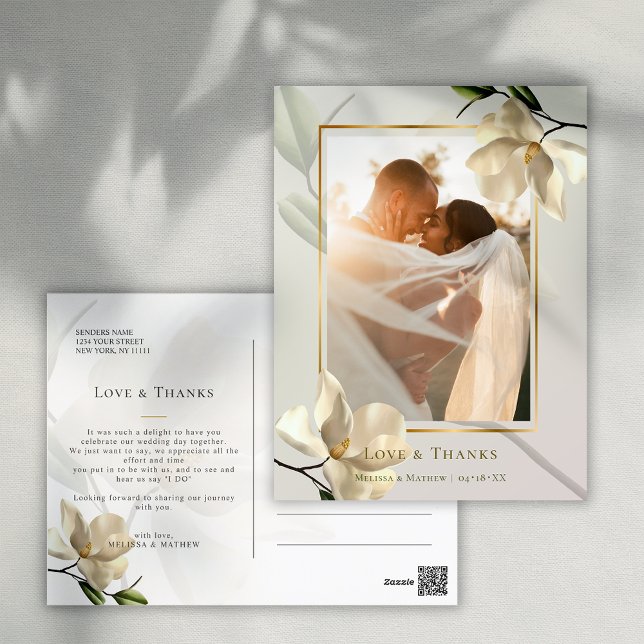 Photo carte postale Merci blanc oriental Magnolia (Photo Oriental White Magnolia Thank You Postcard)