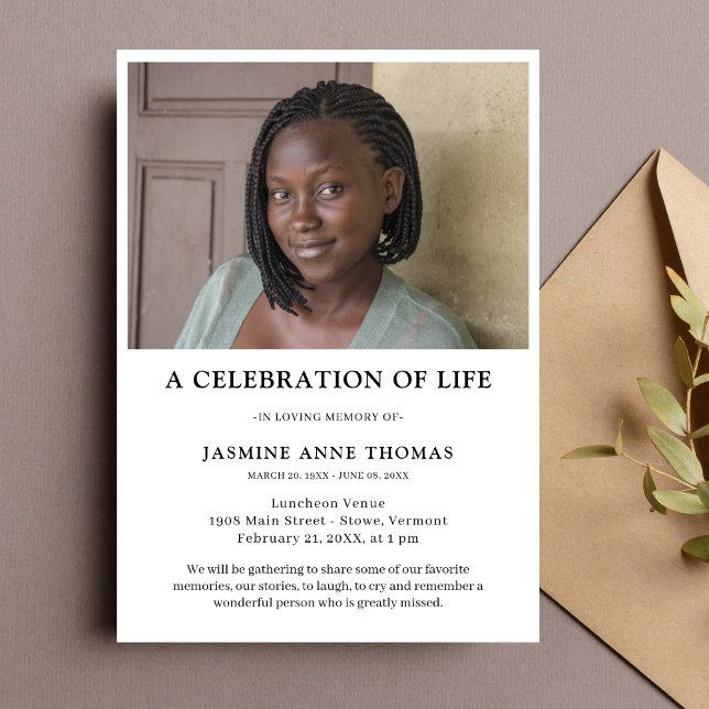 Photo Celebration of Life Memorial Invitation (Celebration of Life Photo Invitation)