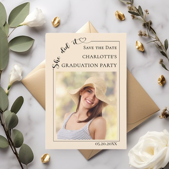 Photo Champagne Graduation party Save the Date (Créateur téléchargé)