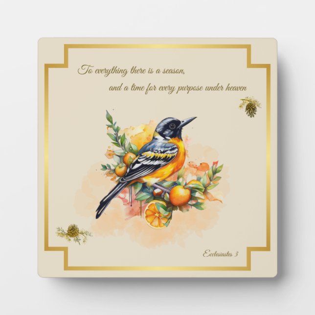 Photo Chanson Oiseau Oriole Plaque Ecclesiastes 3 (Devant)