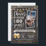 Photo Cheers and Beers 80th Birthday Invitation<br><div class="desc">Surprise Cheers and Beers 80th Birthday Photo Invitation avec plateau de craie et lettrage avec l'âge personnalisable et zones photo.</div>