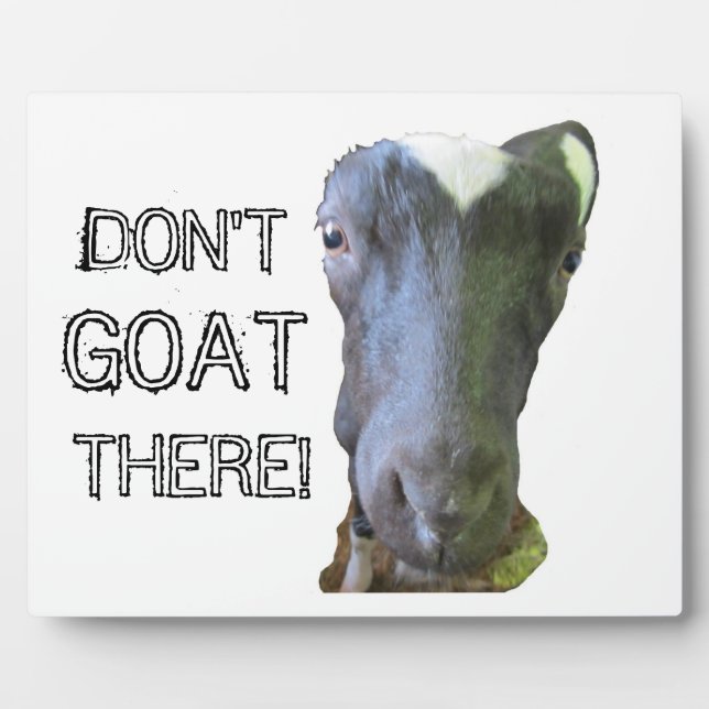 Photo Chèvre "NE VEUX PAS LÀ !" Plaque (Devant)