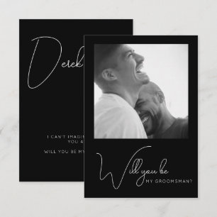 Photo chic Carte de proposition de Groomsman noir 