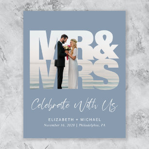 Photo Chic Dusty Blue Wedding Réception Invitation