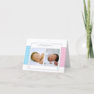 Photo Christening Carte de remerciements Jumeaux