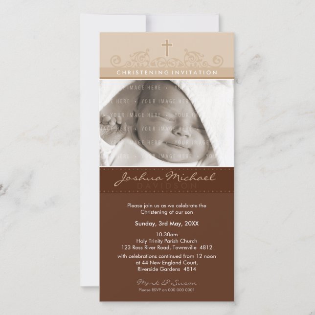 PHOTO CHRISTENING INVITATIONS : elegant 3 (Devant)