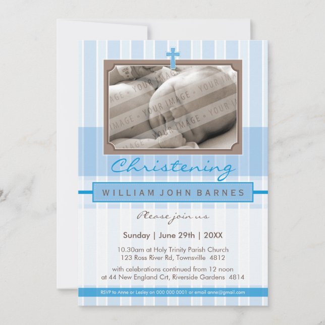 PHOTO CHRISTENING INVITATIONS :: élégant 4P (Devant)
