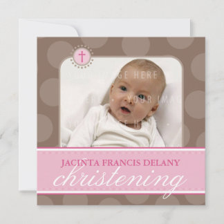 PHOTO CHRISTENING INVITATIONS :: polkadot 1SQ