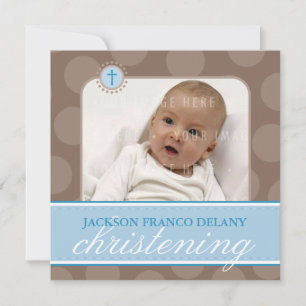 PHOTO CHRISTENING INVITATIONS :: polkadot 2SQ