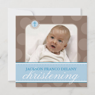 PHOTO CHRISTENING INVITATIONS :: polkadot 2SQ